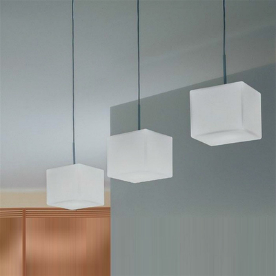 Modern Cubi Pendant Lamp milk white cubic glass cube Suspension Light（WH-MI-334）