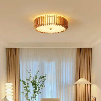 Modern Natural Wooden Ceiling Lamp for Bedroom Rubber Round Wooden ceiling lamp(WH-WA-48)