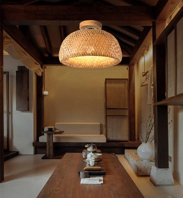 Modern Natural Bamboo Ceiling Lights E27 Minimalism Home wicker rattan ceiling lamp(WH-WA-52)