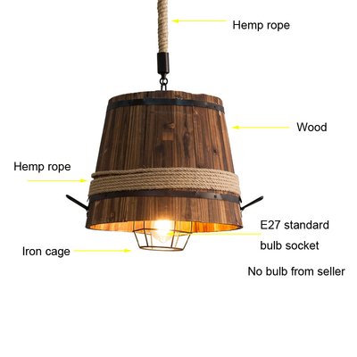 American Retro Wood Barrel Chandelier Restaurant Dining Room Pendant Lamps(WH-VP-215)