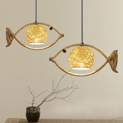 Fish Shaped Rattan Woven Hotel Bar Lamp Creative Chinese Style Retro lamp(WH-VP-210)