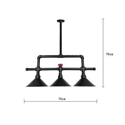 Vintage industrial wind and water pipe chandelier creative three end restaurant bar kitchen long lamp（WH-VP-226)