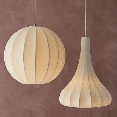 Nordic E27 Led Pendant Lights Silk Hanging Lamp Minimalism Wabi Sabi Suspend Lamp(WH-AP-564)