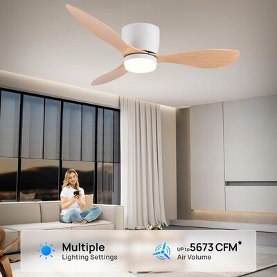 DC motor Large Air Volume Remote Control for Kitchen Bedroom Dining room Modern Ceiling Fan with LED Light (WH-VLL-34)