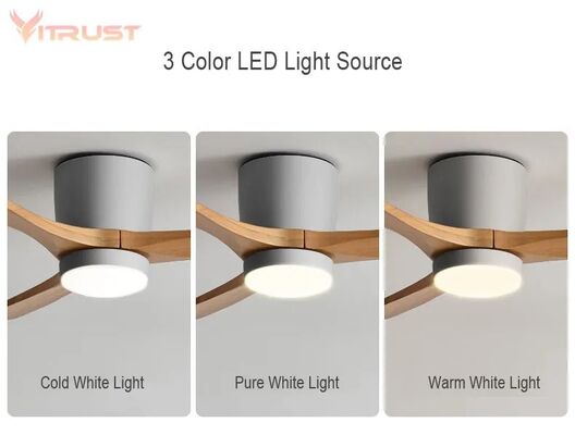 3 Carved Wood Fan Blades Noiseless Reversible Motor Low Profile Ceiling Fan With Lights (WH-VLL-36)