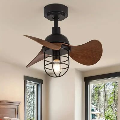 Low Floor Energy-saving Light With Fan Industrial Wood LED Ceiling Fan Light With Remote Control (WH-VLL-38)