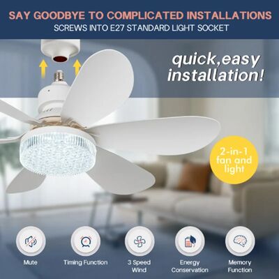 40W LED Fan Lamps Kitchen Home Decoration Small E27 Screw Type Ceiling Fan Light(WH-VLL-39)