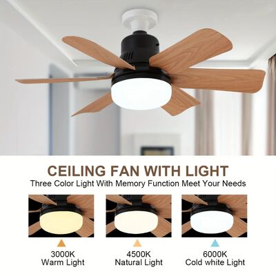Remote control 20.5in Screw LEd 40W Socke Black Wood Grain Ceiling Fan with Light(WH-VLL-42)
