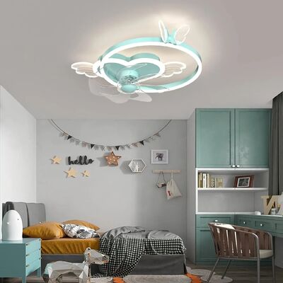 Quiet Fan Ceiling Light with Remote 6 Speeds Led Dimmable pink Kids Ceiling Fans with Lights(WH-CLL-54)