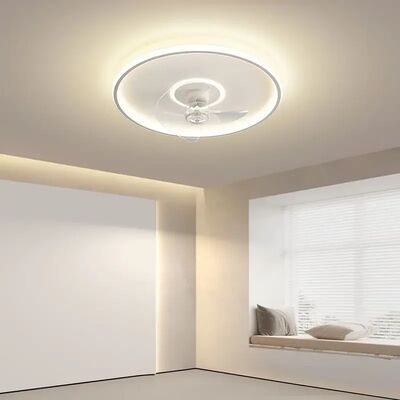 Remote Control Home Bedroom Living Room Decoration LED Ceiling Fan round Minimalist Ceiling Fan Light (WH-CLL-55)