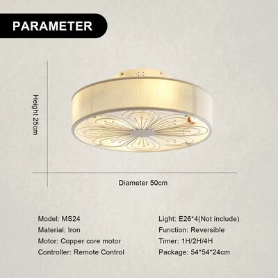 Indoor Remote Control 6-Speed living room 19 Inch Fabric Craft Ceiling Fan With Light (WH-CLL-60)