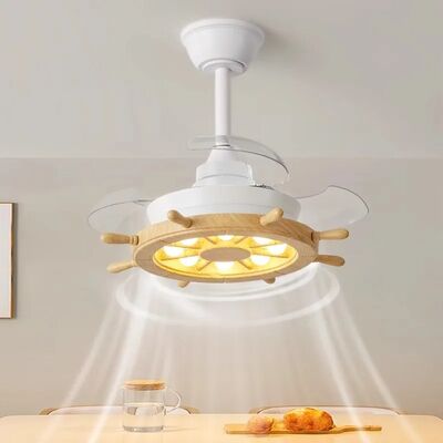 Living room Children's room walnut raw wood invisible fan light Rudder Ceiling fan light (WH-CLL-63)