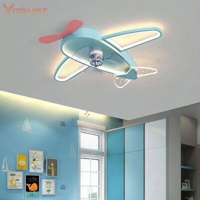 Kids Children Room LED Ceiling Fans Dimmable Remote Control Creative Plane Ceiling Fan With LED Light (WH-CLL-64)
