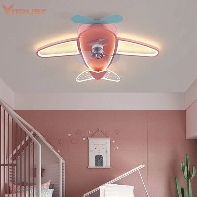 Kids Children Room LED Ceiling Fans Dimmable Remote Control Creative Plane Ceiling Fan With LED Light (WH-CLL-64)