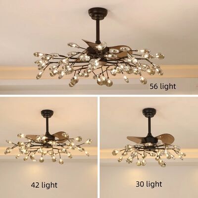 RC dimmable rotated forward and reverse for living room Branch firefly ceiling fan lamp(WH-CLL-66)