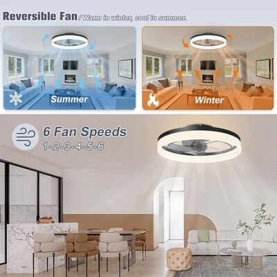Bedroom Decor Ventilator Lamp Air Invisible Blades Retractable Smart Ceiling Fan with Lights(WH-CLL-70)