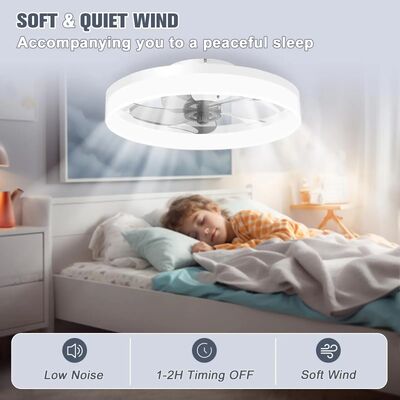 Bedroom Decor Ventilator Lamp Air Invisible Blades Retractable Smart Ceiling Fan with Lights(WH-CLL-70)