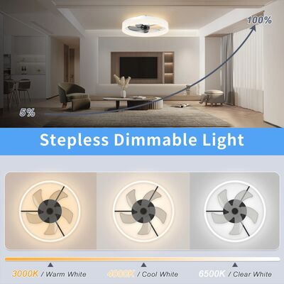 Bedroom Decor Ventilator Lamp Air Invisible Blades Retractable Smart Ceiling Fan with Lights(WH-CLL-70)
