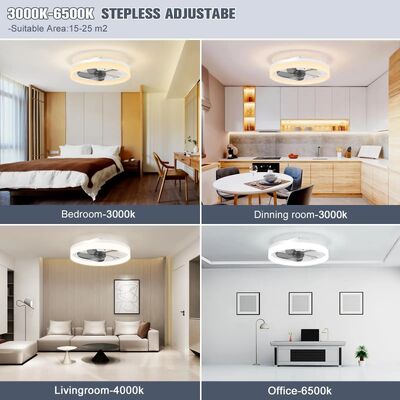 Bedroom Decor Ventilator Lamp Air Invisible Blades Retractable Smart Ceiling Fan with Lights(WH-CLL-70)