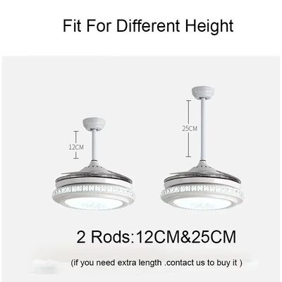 Living Room Dining Bedroom Invisible 6 Speeds Crystal Chandeliers Ceiling Fans(WH-CLL-73)