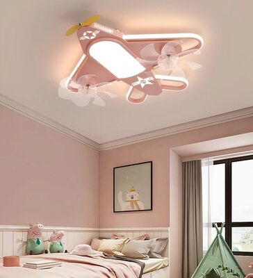 Study Dining Living Bedroom Indoor Children's Room Dimmable LED airplane Ceiling Fans with lamp(WH-CLL-76)