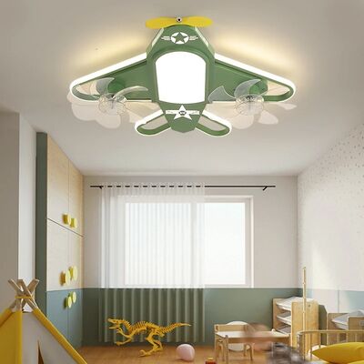 Study Dining Living Bedroom Indoor Children's Room Dimmable LED airplane Ceiling Fans with lamp(WH-CLL-76)