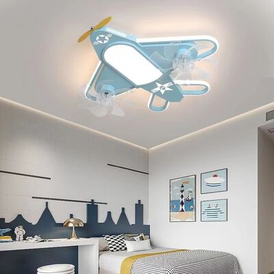 Study Dining Living Bedroom Indoor Children's Room Dimmable LED airplane Ceiling Fans with lamp(WH-CLL-76)