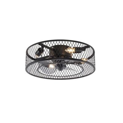 study room Bedroom Fans Light Loft Black iron net Industrial Ceiling Fan Lamp (WH-CLL-78)