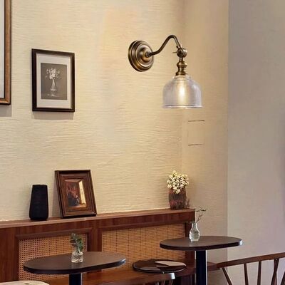 Clear Glass Indoor Parlor Bedside Stairs Hotel Lighting Old Copper Wall Lamp (WH-VR-129)