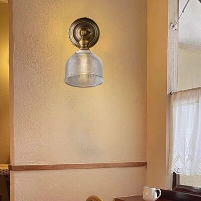Clear Glass Indoor Parlor Bedside Stairs Hotel Lighting Old Copper Wall Lamp (WH-VR-129)