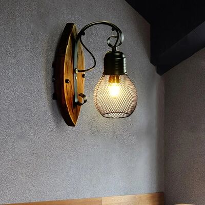 Coffee Restaurant Bar Antique Vintage Black Iron Net wall lamp (WH-VR-130)