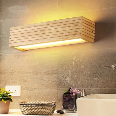 Bathroom Mirror Indoor Lighting Linear Solid Wood LED Wall Lamps (WH-VR-134)