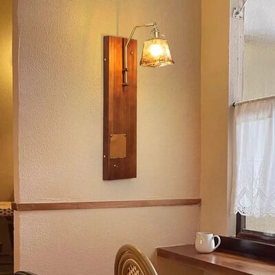Art Creative Bedroom Foyer Lighting Japan Retro Glass Wood Wall Lamp(WH-VR-155)