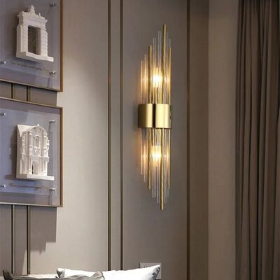 Bedroom Bedside Stairs LED Gold black strip crystal Wall Light (WH-VR-156)