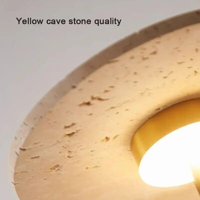 Wabi-Sabi Retro Bedside Lamp French Yellow Travertine Switching Wooden Stone Wall Lamp(WH-VR-157)