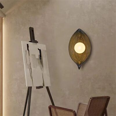 Retro Homestay Corridor Background Wall Lamp Bedroom Bedside resin Leaf Wall Lamp(WH-VR-162)