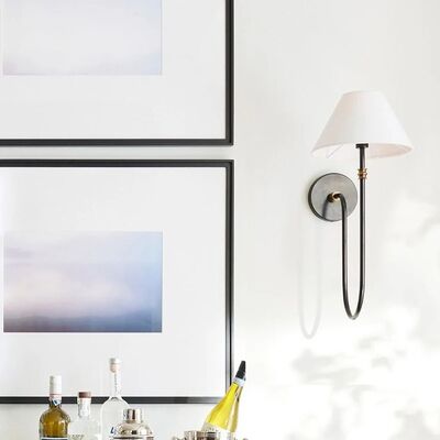 Retro Balcony Rural Bedroom Bedside Study Fabric Lampshade Collins Wall Light(WH-OR-261)