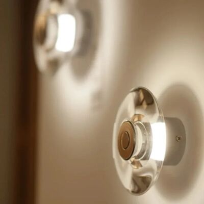 Minimalist Bedside Wall Lamp Living Room Corridor Aisle Round Crystal Mirror Front Lights(WH-MR-83)