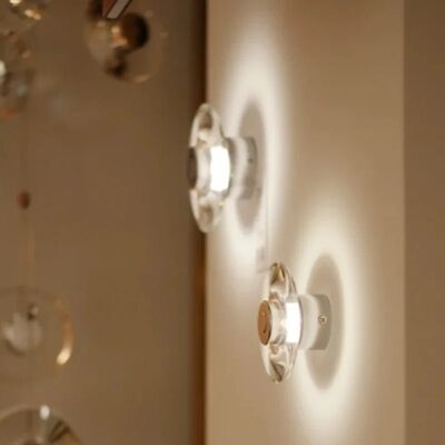 Minimalist Bedside Wall Lamp Living Room Corridor Aisle Round Crystal Mirror Front Lights(WH-MR-83)