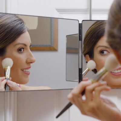 360 Degree Mirror with LED 3-Way Mirror Hair Self Cutting 3 Sides Folding Makeup Mirror with light(WH-MR-86)