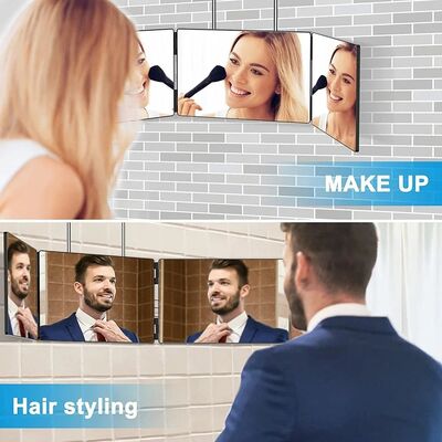 360 Degree Mirror with LED 3-Way Mirror Hair Self Cutting 3 Sides Folding Makeup Mirror with light(WH-MR-86)