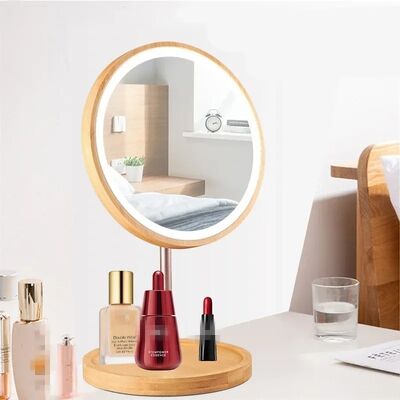 USB Rechargeable Detachable Wood Makeup Mirror With Light (WH-MR-98)