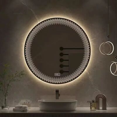 Simple flameproof Led Smart Touch Screen Anti-fog Round Sensor Mirror with Light(WH-MR-101)
