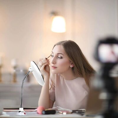 Flexible Gooseneck 10x Magnifying LED Lighted Makeup Mirror with lamp(WH-MR-110)