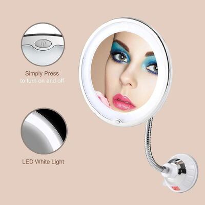 Flexible Gooseneck 10x Magnifying LED Lighted Makeup Mirror with lamp(WH-MR-110)
