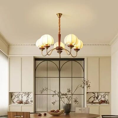 Romantic American Solid Wood Fabric Lampshade Vintage Bedroom Chandelier (WH-VP-298)