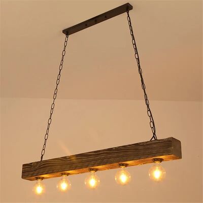 Creative Industrial Style Restaurant Living Room Pendant Light Vintage Solid Wood Chandelier (WH-VP-322)
