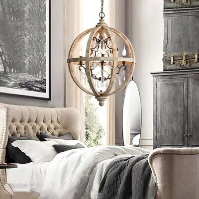 led crystal light Vintage Rustic Weathered Wooden Globe Chandelier (WH-VP-328)