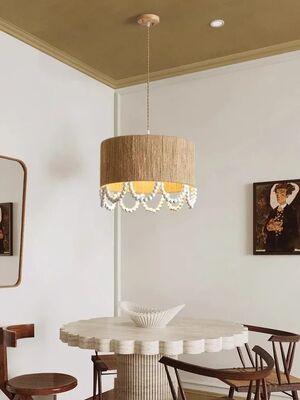 Restaurant Living Room Chandelier Retro Japanese Wabi Sabi Wooden beads  Rope Pendant Light (WH-VP-331)