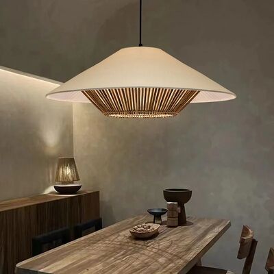 Japanese Wabi Sabi Pendant lamp Fabric Rattan Woven Chandelier Vintage  Rope Pendant light (WH-VP-336)
